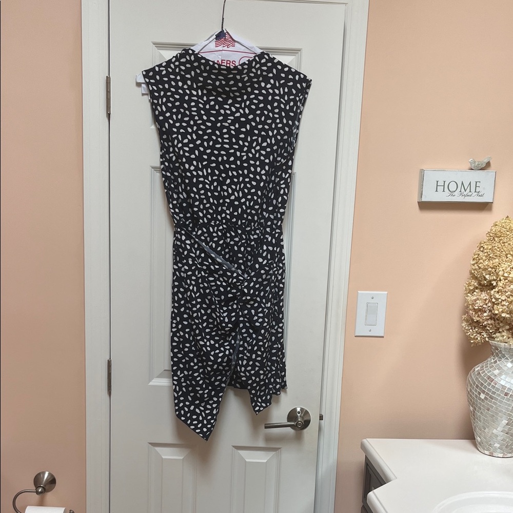 Elegant Black and White Sleeveless Dress